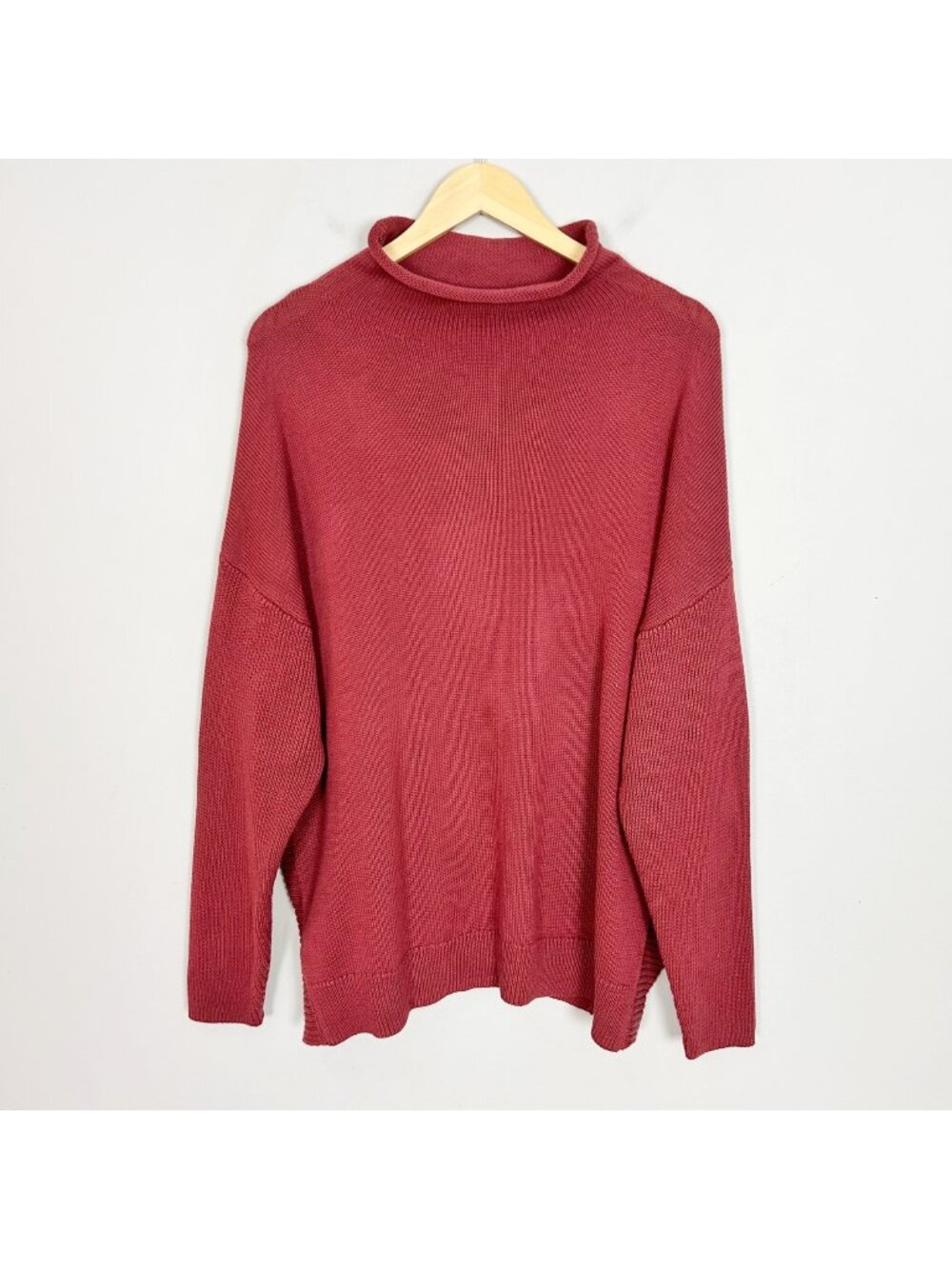 Tahari Red Roll Neck Pullover Sweater Relaxed Size 2X Women's
